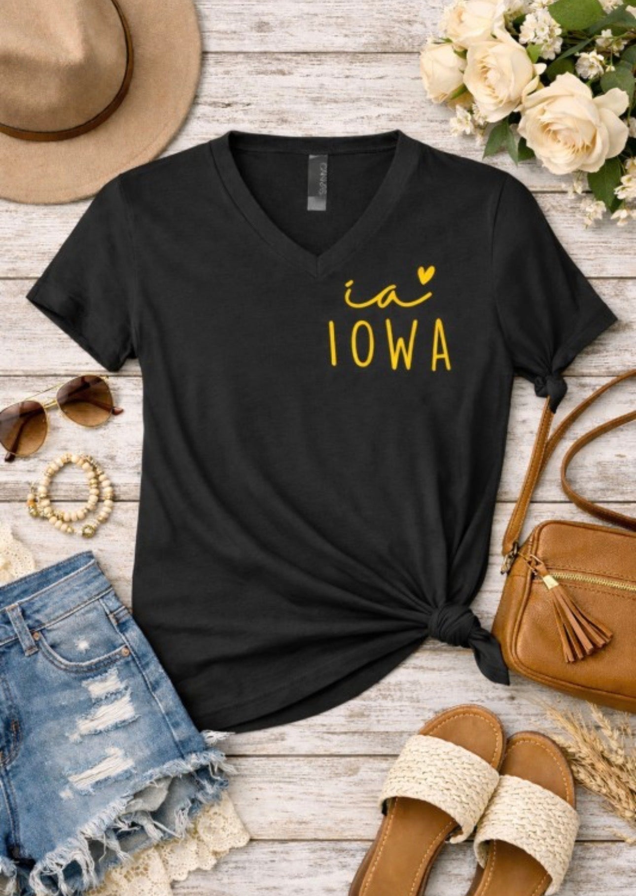 Iowa V neck tee
