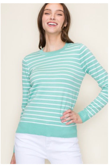 Mint Striped Lightweight Sweater