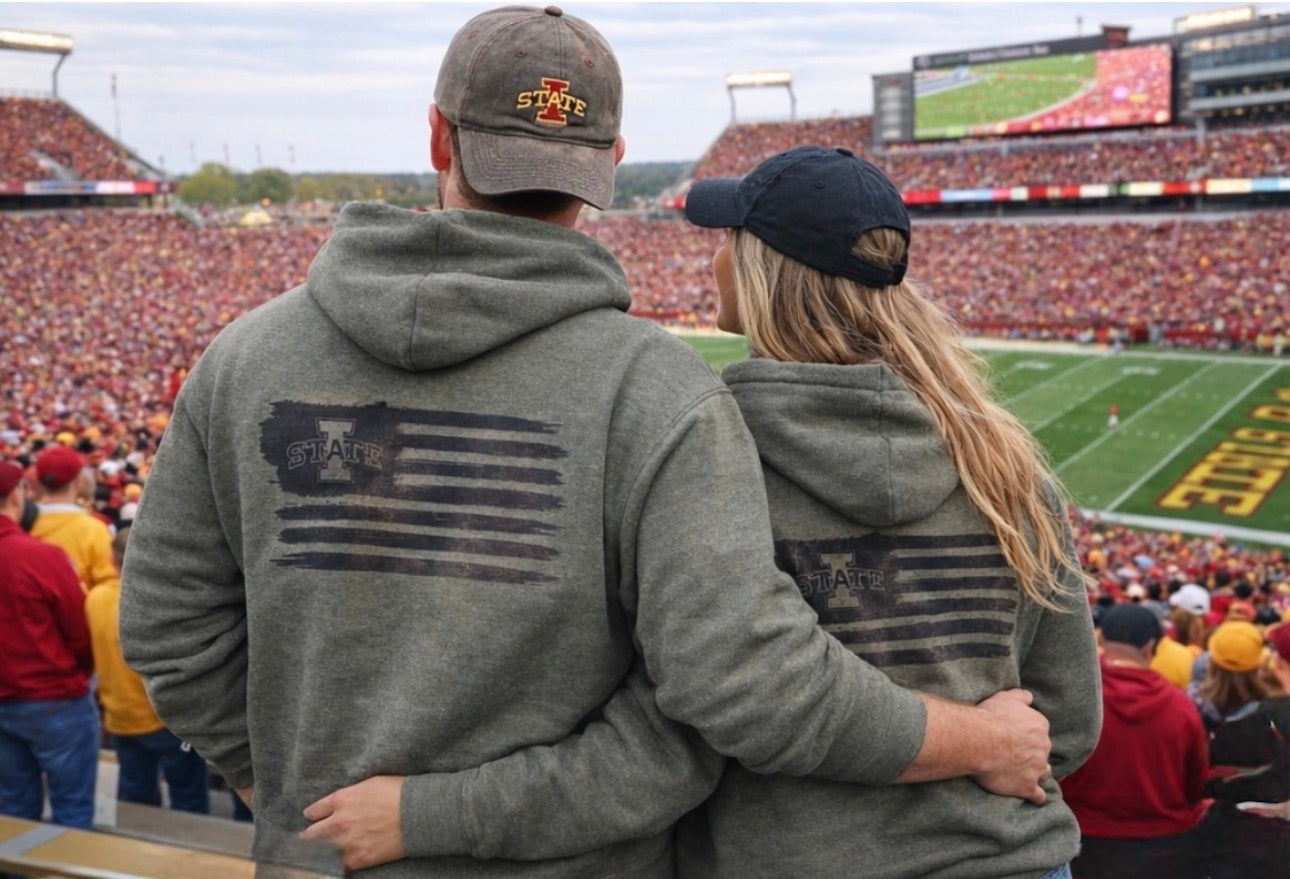 Military Green Iowa State Double Sided Hoodie