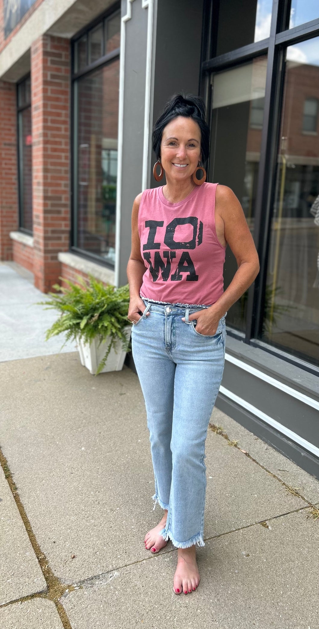 High Rise Crop Flare Jeans
