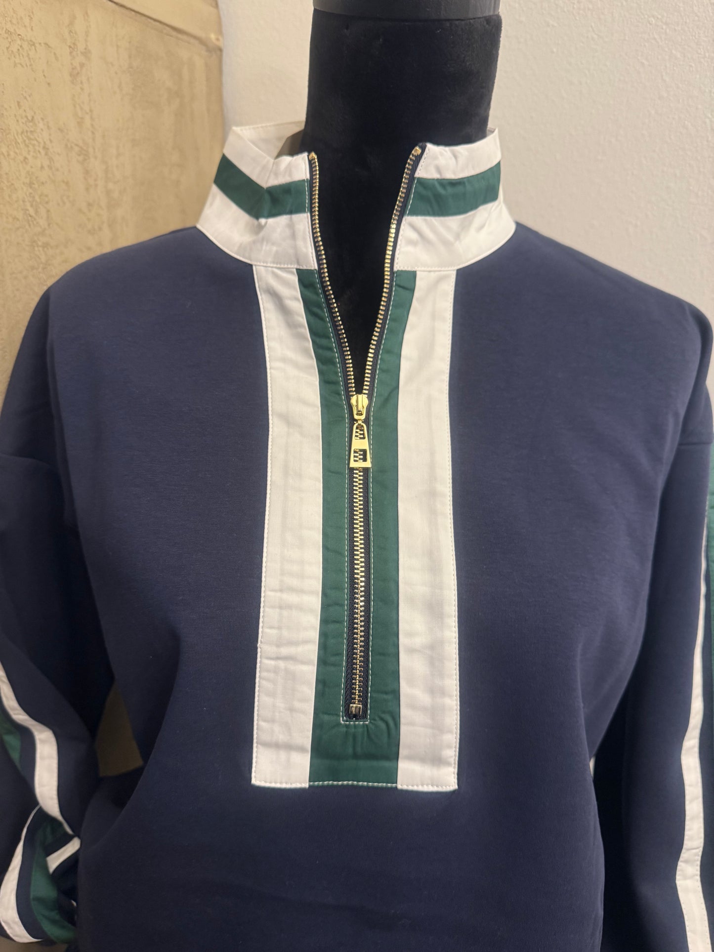 Navy & Green Pullover