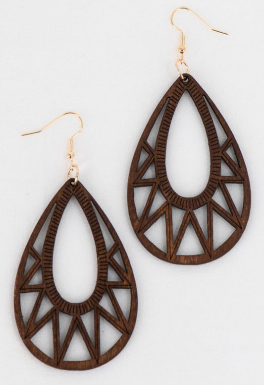 Brown Wood Earrings