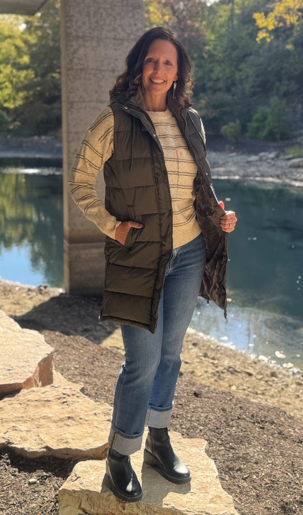 Olive striped sweater