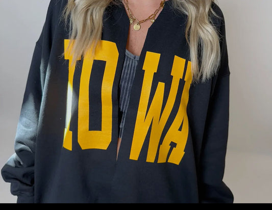 Black Iowa Cardigan Sweatshirt