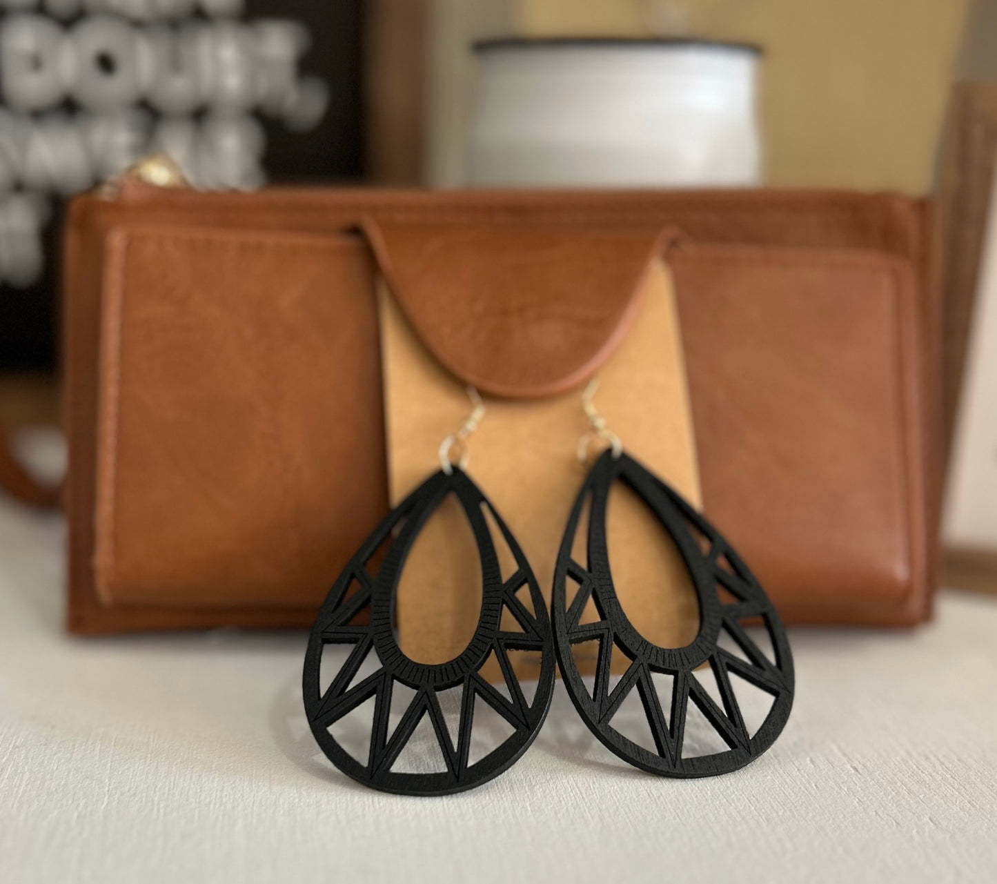 Black Wood Earrings