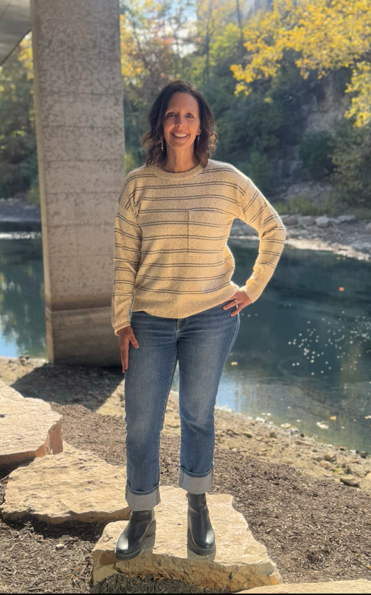 Olive striped sweater