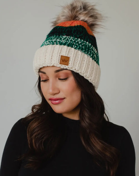 Oatmeal, Green, & Orange Hat