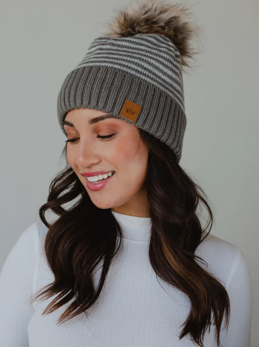 Taupe Stripe Hat