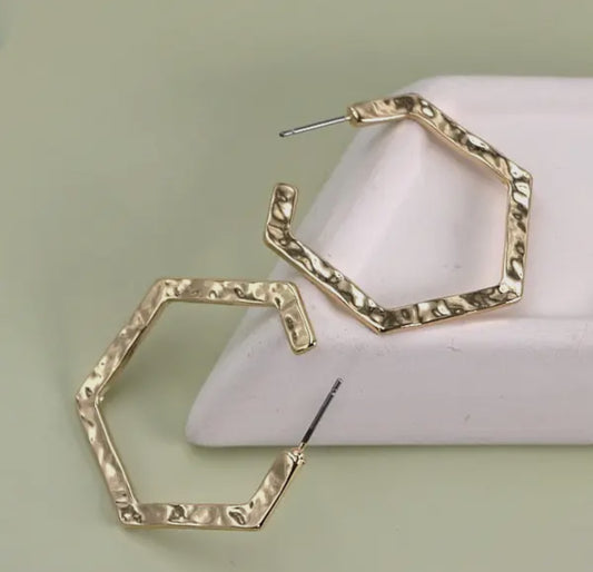 Gold Hammered Hoops