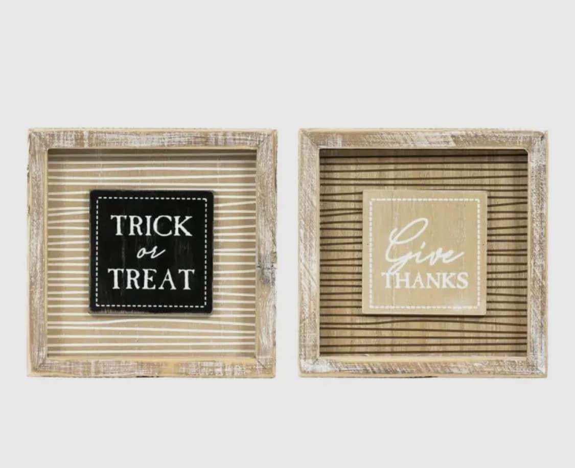 Trick or Treat & Give Thanks Reversible Sign