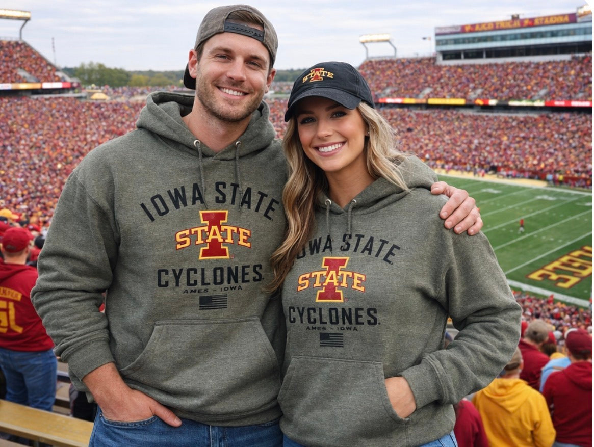 Military Green Iowa State Double Sided Hoodie