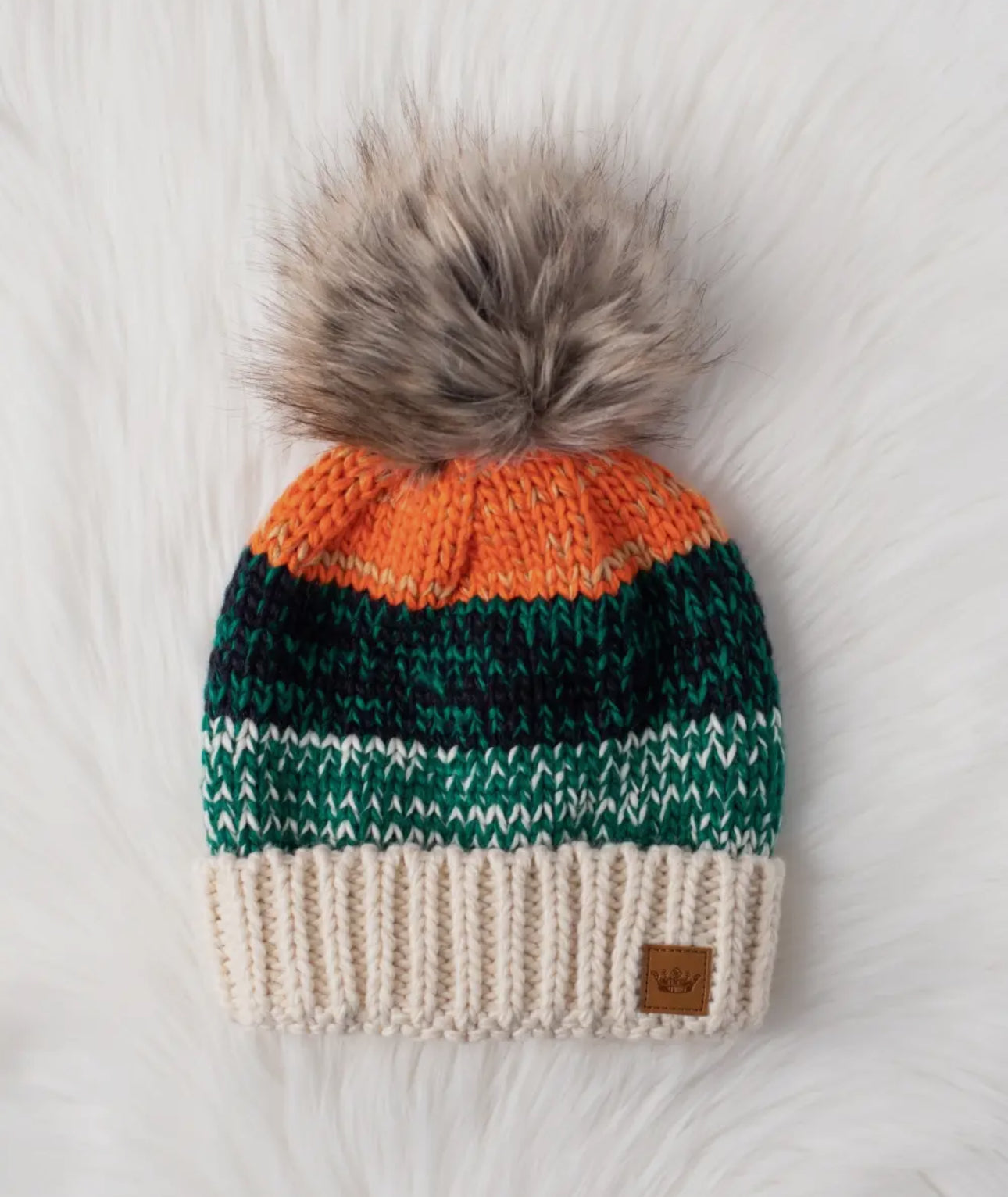 Oatmeal, Green, & Orange Hat