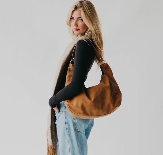Tan Suede Hobo Bag