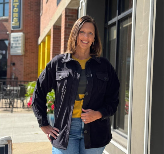 Oversized Black Fleece Shacket
