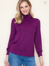 Load image into Gallery viewer, Dark Purple Smocked Neck Shirt

