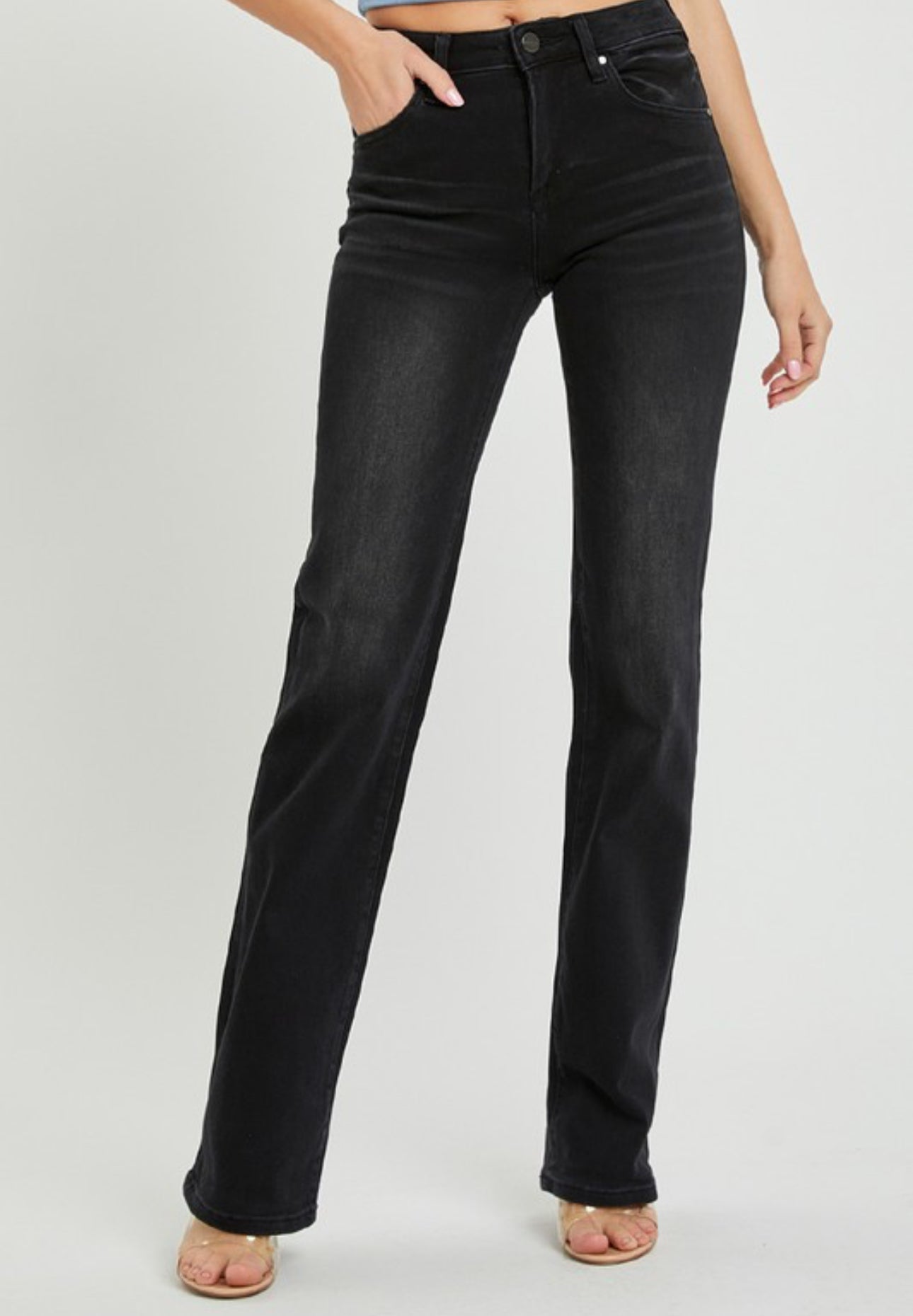 Risen Black Mid-Rise Jeans