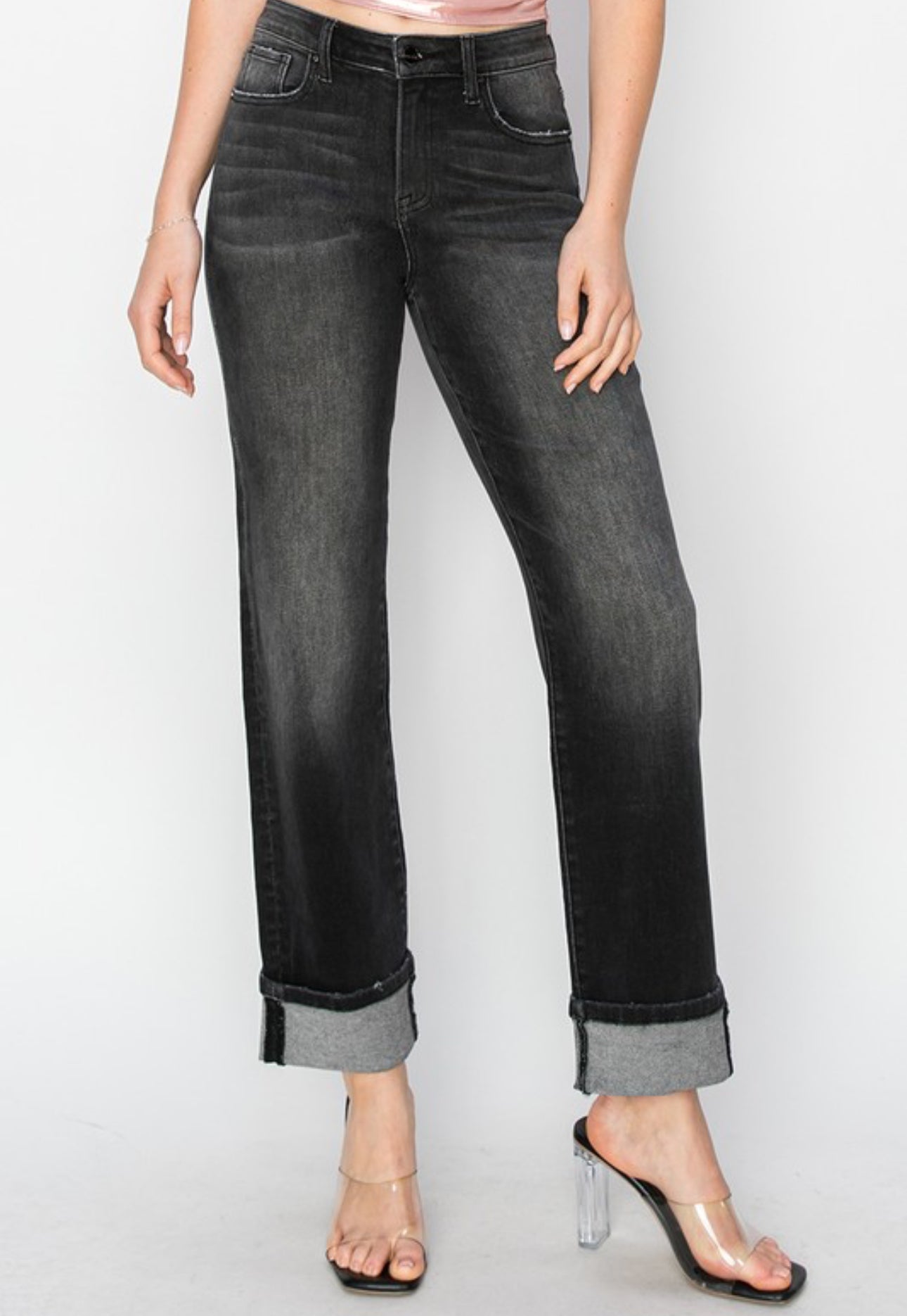 Risen High Rise Boyfriend Cuff Jeans