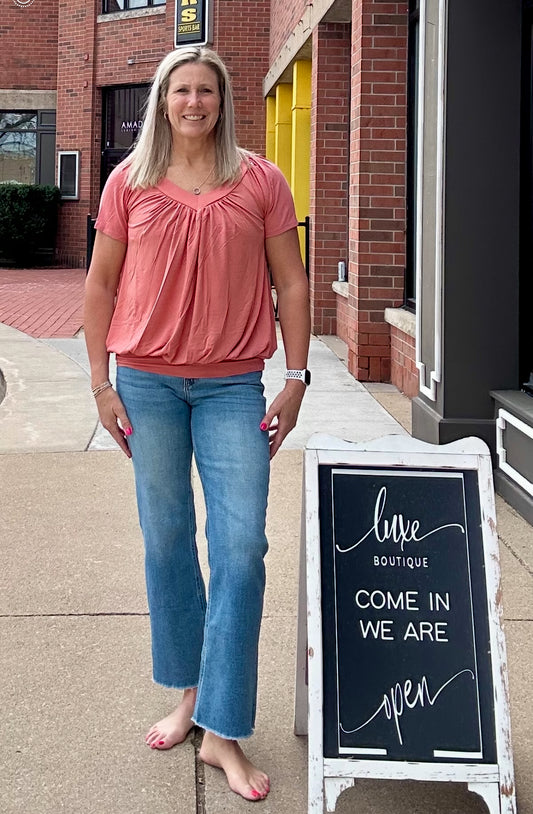 V Neck Flounce Tee