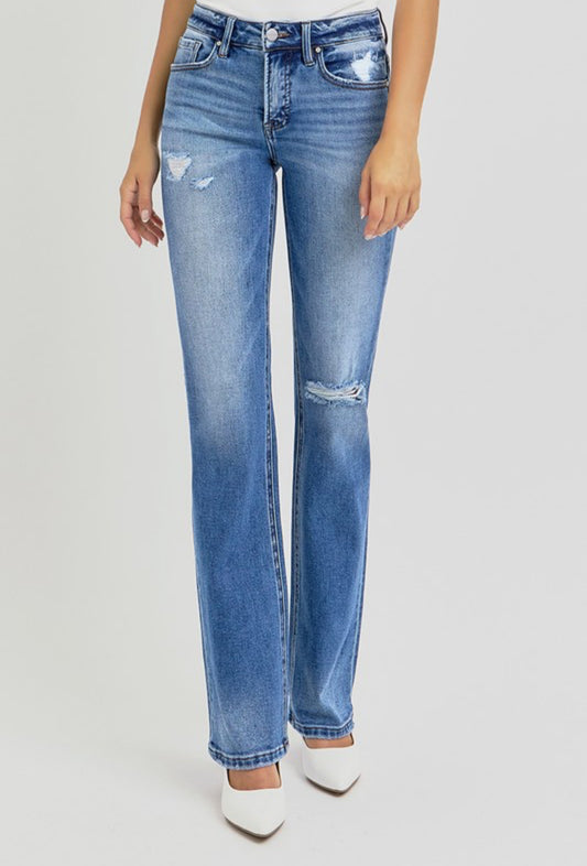 Risen High Rise Straight Jeans