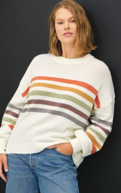 Stripe Balloon Sleeve Sweater