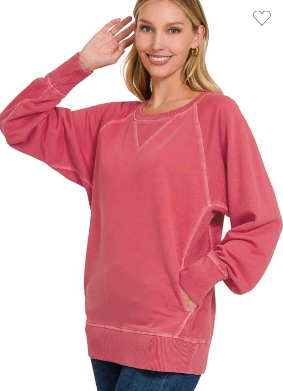 Viva Magenta Pigment Dyed Sweatshirt