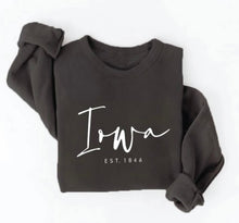 Load image into Gallery viewer, Black Iowa Cursive Sweatshirt
