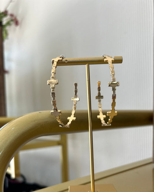 Large Hoops with Crosses