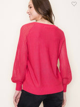 Load image into Gallery viewer, Raspberry Balloon Sleeve Lightweight Sweater
