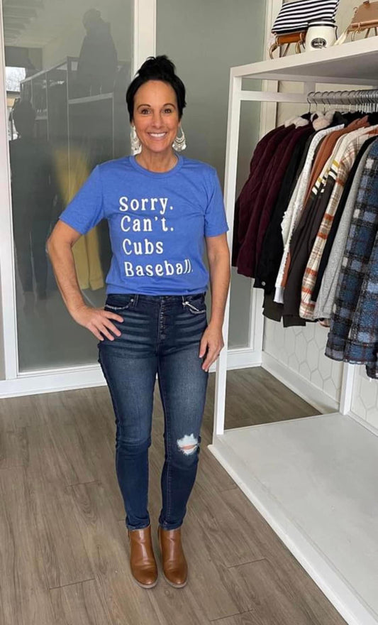 Sorry.Can't.Cubs Baseball. Graphic Tee