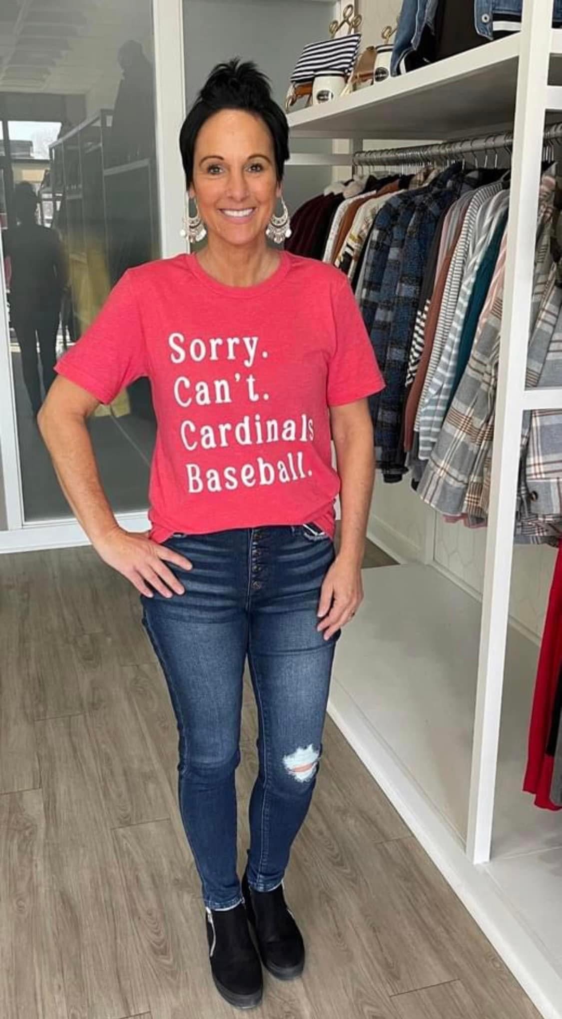 Sorry. Can't. Cardinals Baseball. Graphic Tee