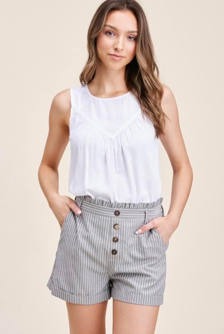 Pinstripe Charcoal with White Stripe Shorts