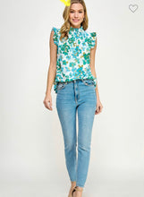 Load image into Gallery viewer, Teal Watercolor Print Mock Shirt
