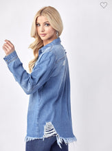 Load image into Gallery viewer, Risen Distressed Denim Button Down
