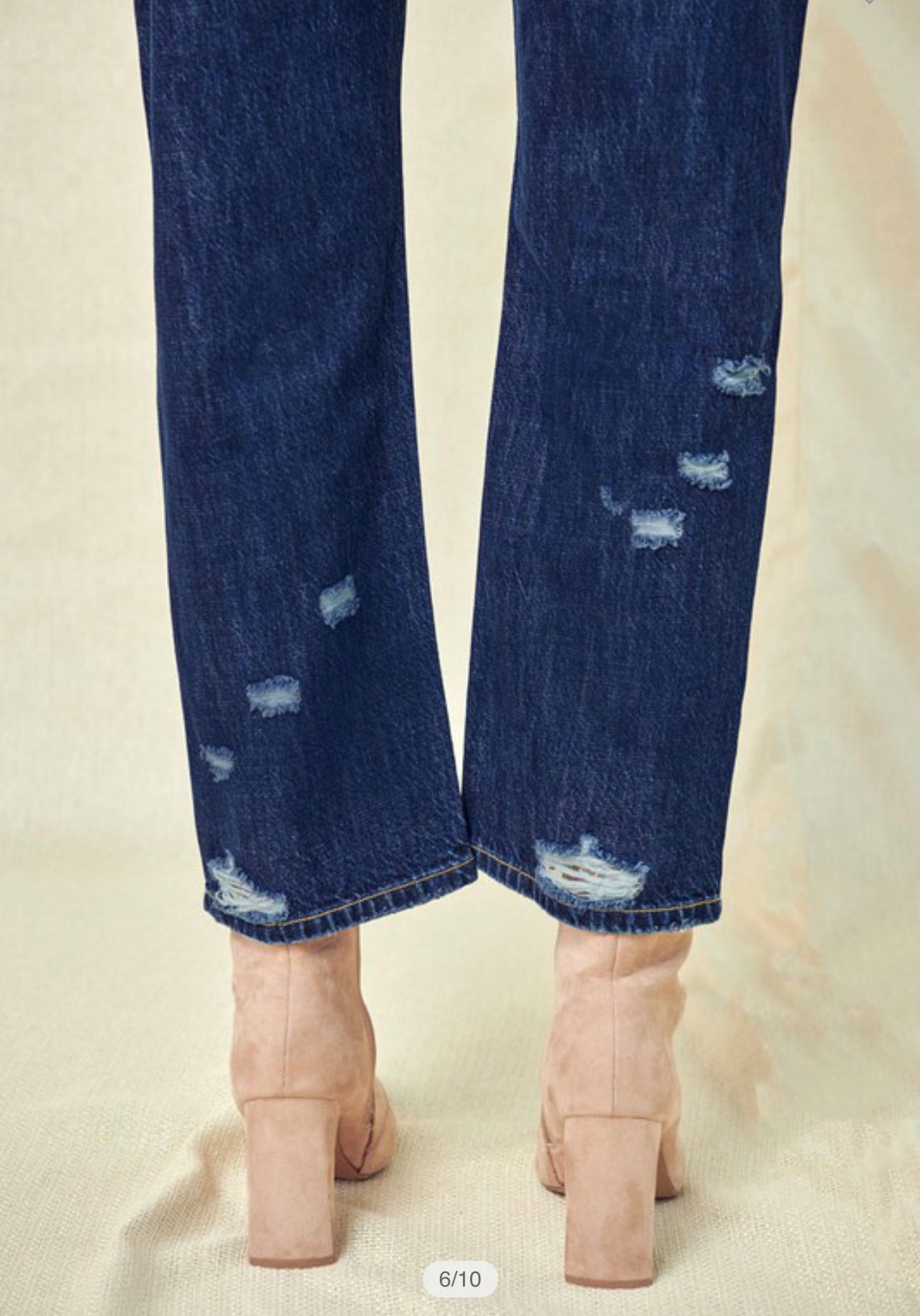 High Rise Straight Leg Distressed Jeans